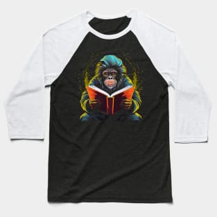 Snow Monkey Reads Book Baseball T-Shirt